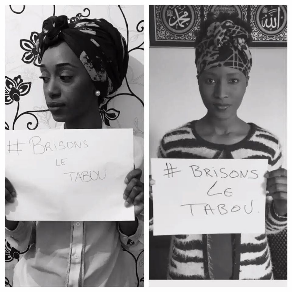 Photos de femmes avec des affiches \#BrisonsLeTabou