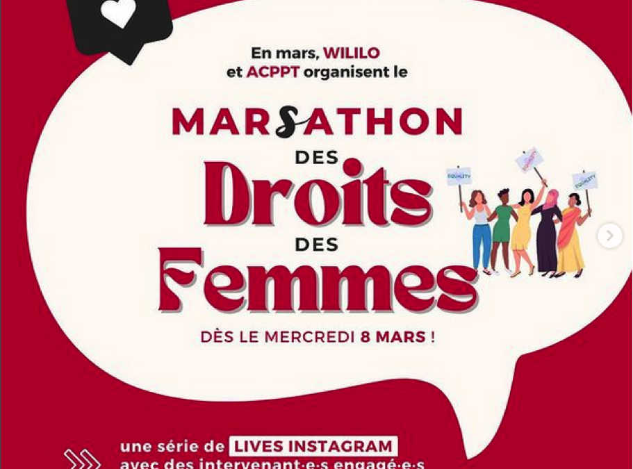 Affiche du Marsathon des Droits des Femmes, co-organisé par WILILO et ACPPT