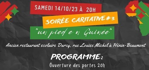 Affiche d'annonce de la soirée caritative "Un pied en Guinée"